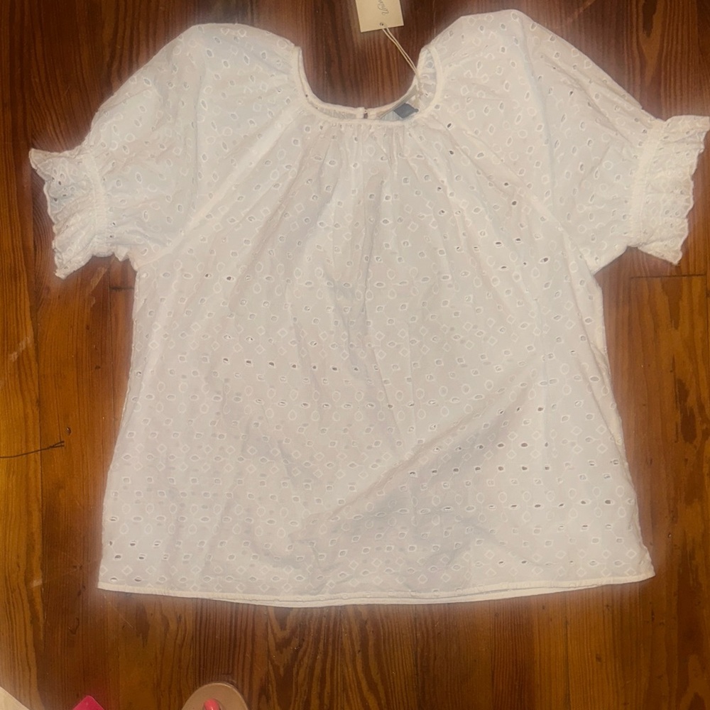 Target White Eyelet Short Sleeve Blouse